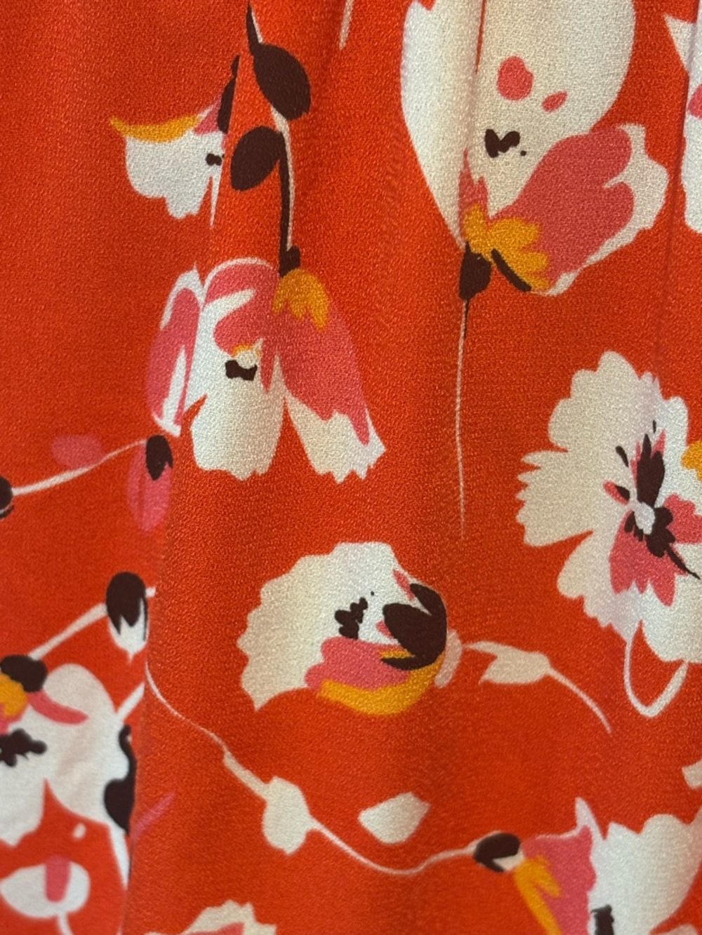 Bright Red Floral Tie-Neck Blouse - Picture 6 of 6